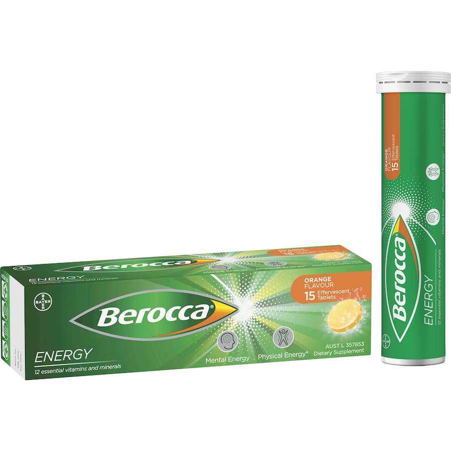 Berocca Performance Effervescent Energy Vitamin C Orange Pack 15 tabLets