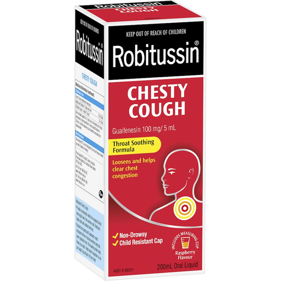 Robitussin Cough Medicine Chesty Cough Raspberry 200mL