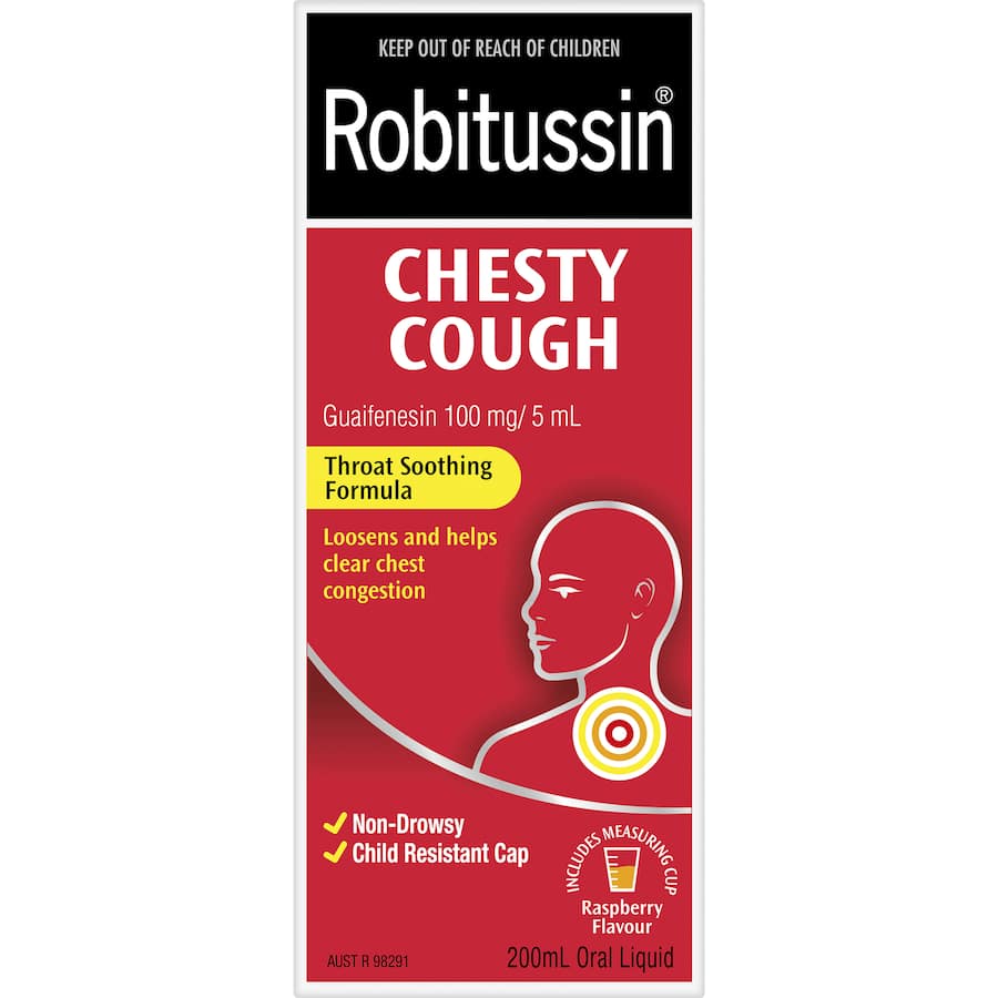 Robitussin Cough Medicine Chesty Cough Raspberry 200mL