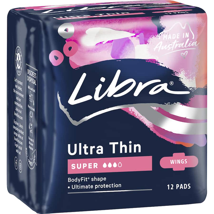 Libra Ultra Thin Pads Super With Wings 12pack