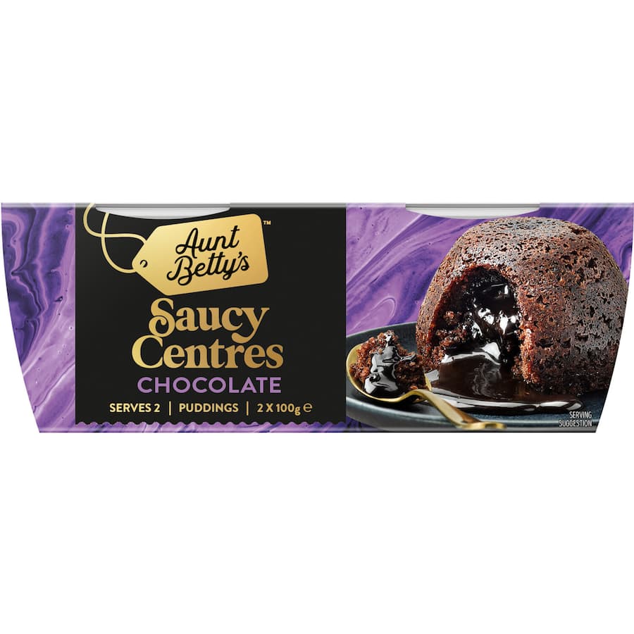 Aunt Bettys Steamed Pudding Saucy Centres Chocolate 200g 100g pottles 2pack