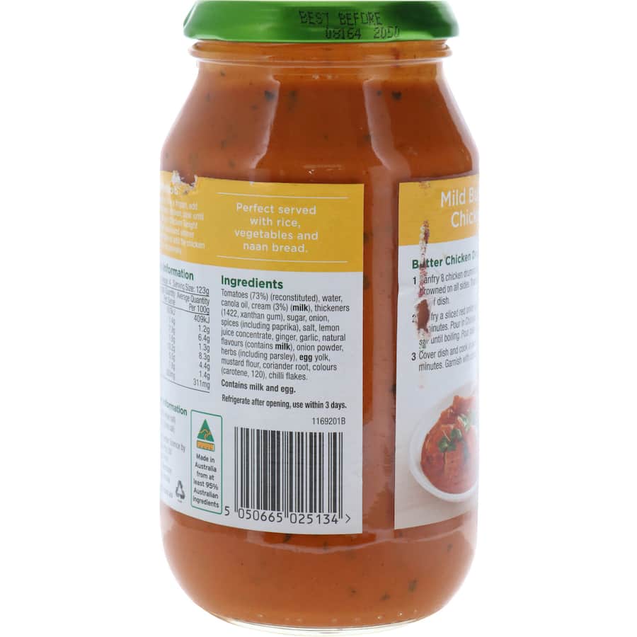 Indian Chicken Tonight Meal Base Butter Chicken Sauce Jar 495g