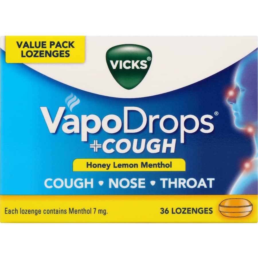 Vicks Vapodrops Cough Medicine Honey Lemon Menthol Lozenges 36pack