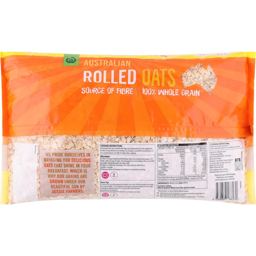 Woolworths Rolled Oats Whole Grain Australian 1.5kg