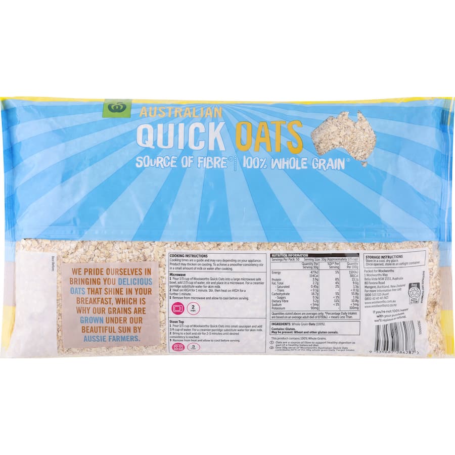 Woolworths Quick Oats Australian 1.5kg