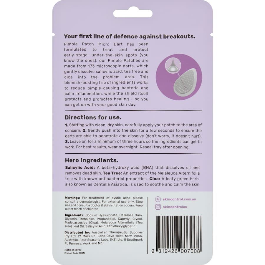 Skin Control Pimple Patch Micro Dart 9pack