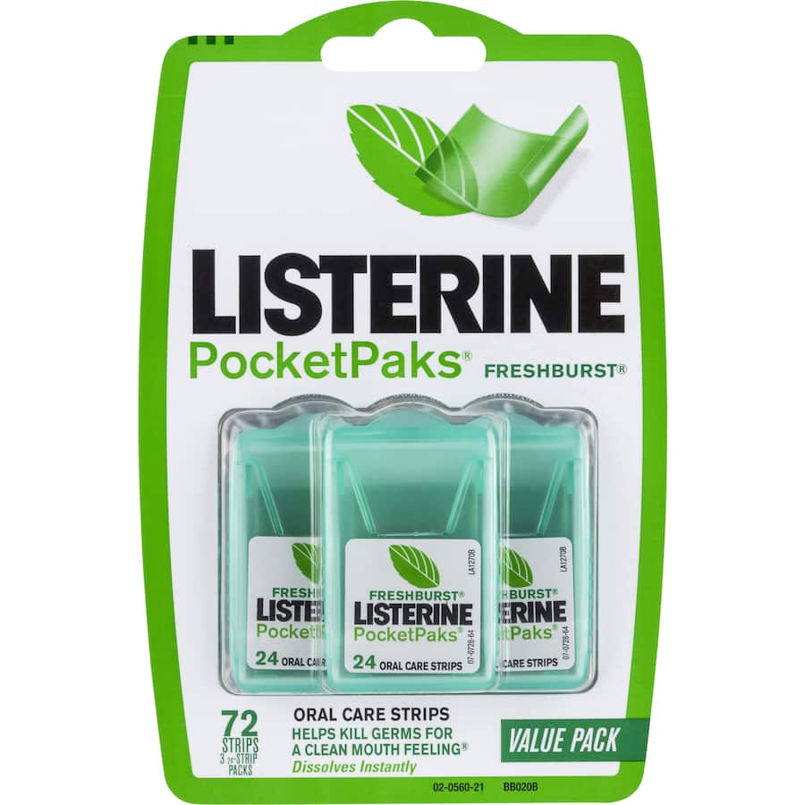 Listerine Freshburst Breath Freshener Pocket Packs 72pack