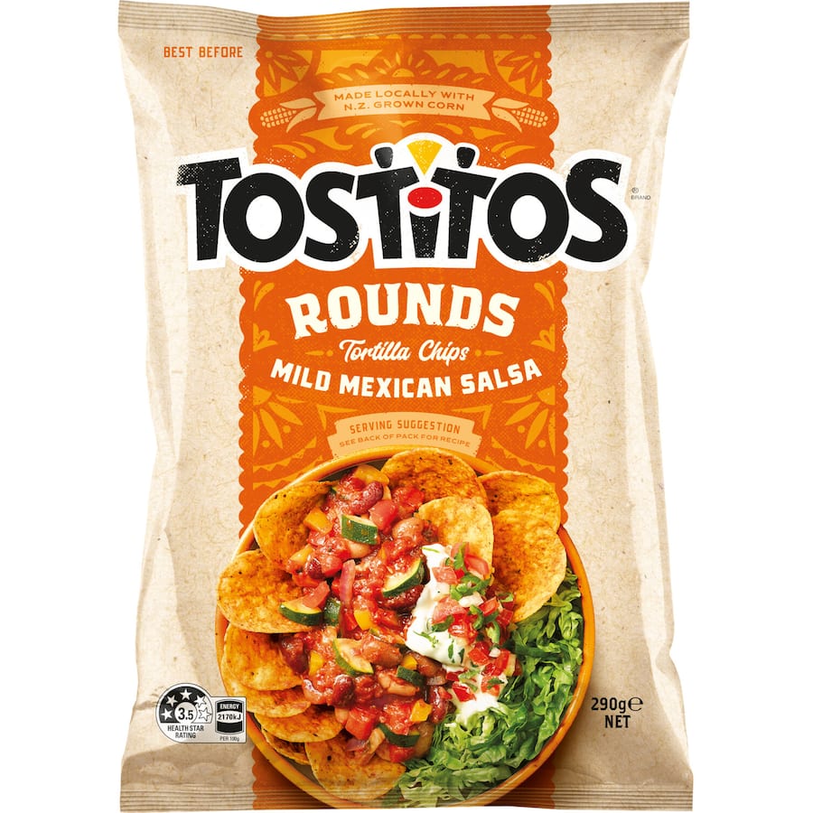 Tostitos Rounds Corn Chips Mild Mexican Salsa 290g