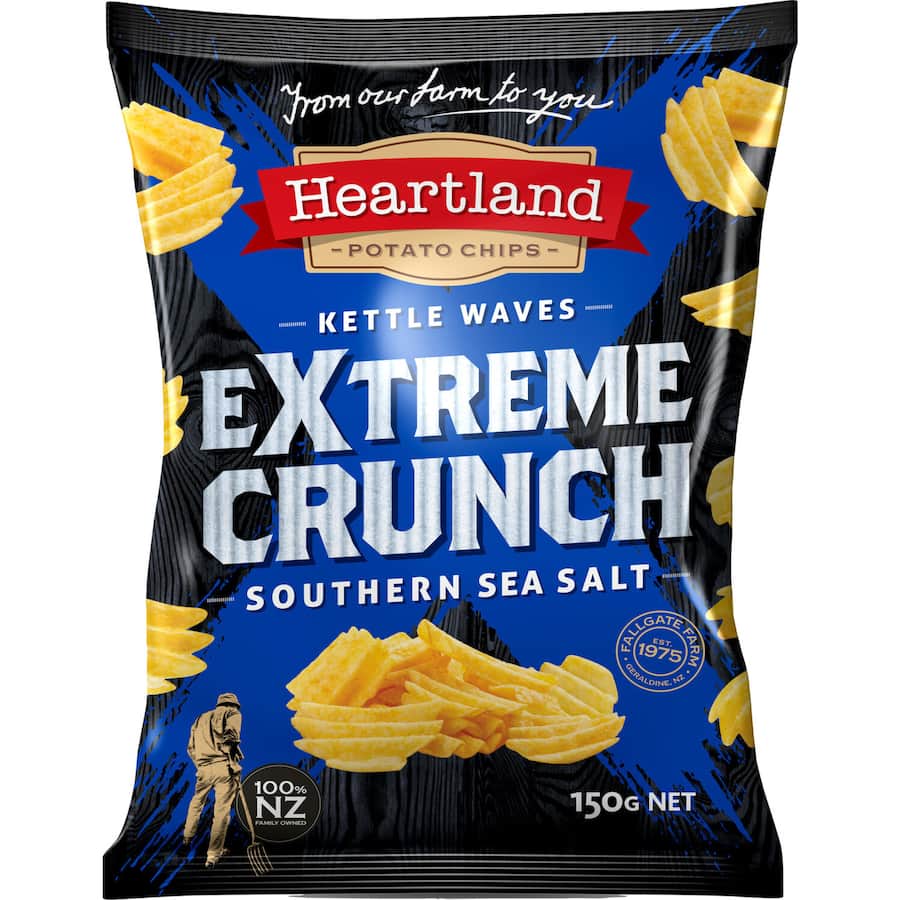 Heartland Extreme Crunch Chips Southern Sea Salt 150g