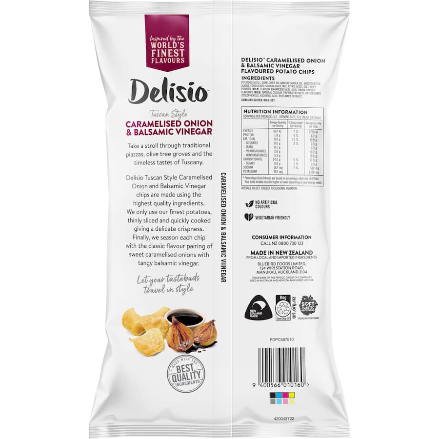 Delisio Chips Caramelised Onion & Vinegar 140g