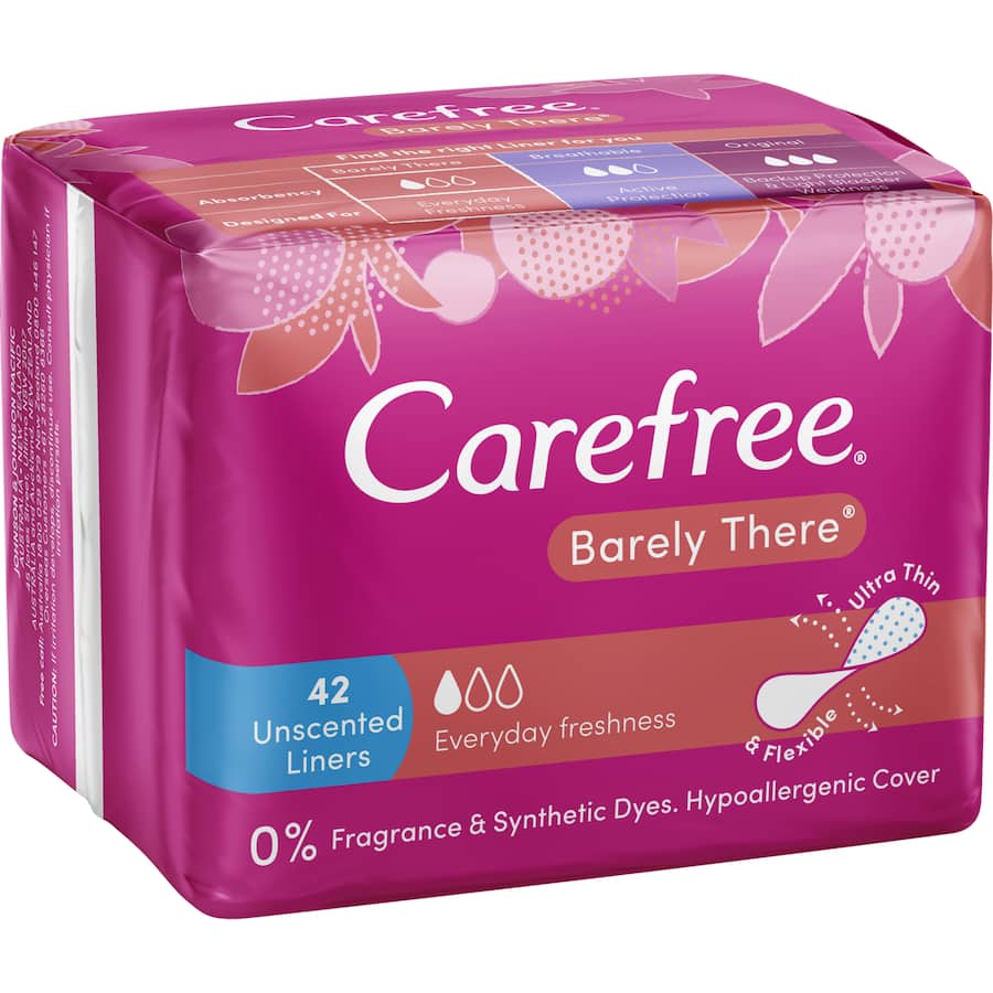 Carefree Barely There Panty Liners Breathable 42pack