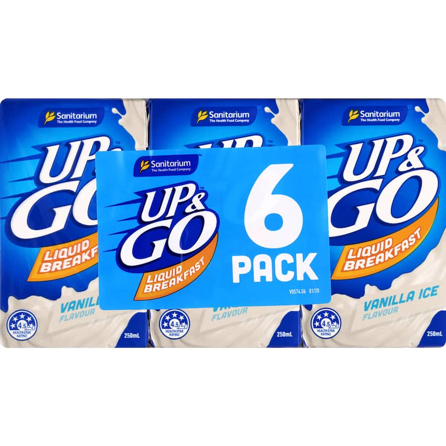 Sanitarium Up & Go Liquid Breakfast Vanilla Ice 6pk 250mL