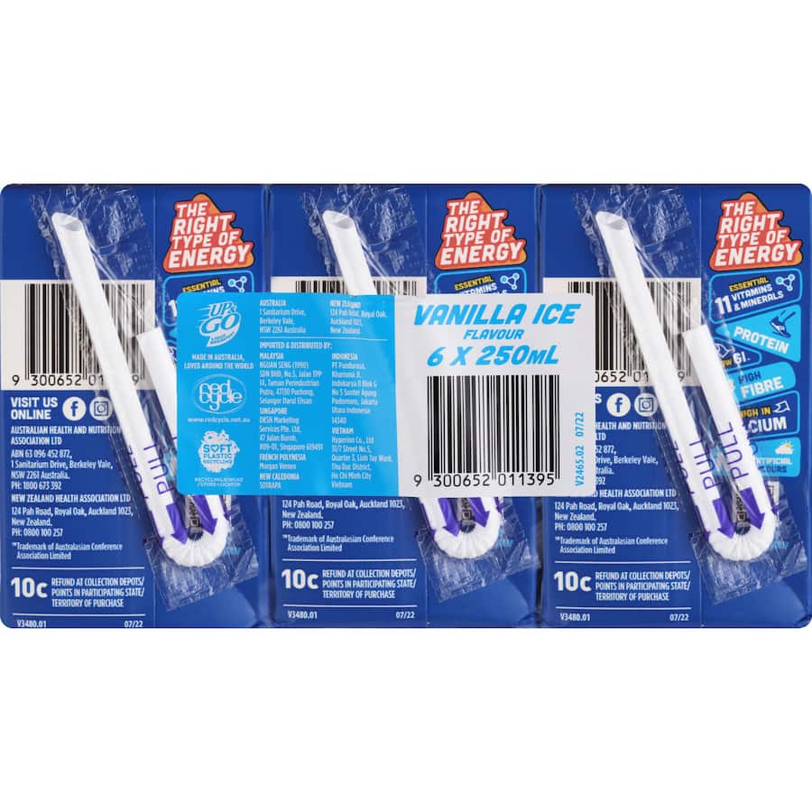 Sanitarium Up & Go Liquid Breakfast Vanilla Ice 6pk 250mL