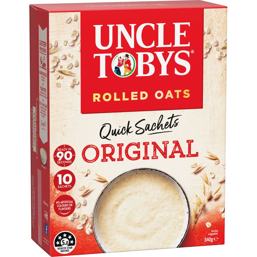Uncle Tobys Oats Quick Sachets Original 10 pack 350g