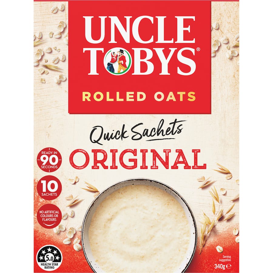 Uncle Tobys Oats Quick Sachets Original 10 pack 350g