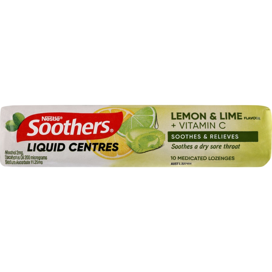 Nestlé Soothers Liquid Centred Lozenges Lemon & Lime 10 pack
