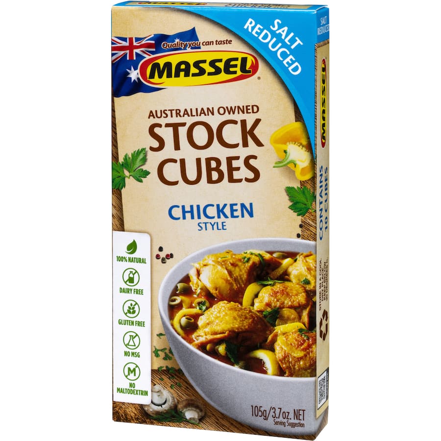 Massel Chicken Style Stock Cubes Salt Reduced Plant Based 105g