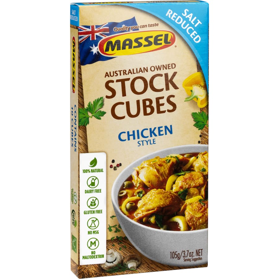 Massel Chicken Style Stock Cubes Salt Reduced Plant Based 105g