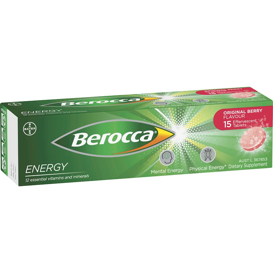 Berocca Performance Effervescent Energy Vitamin C Original Berry Pack 15 tabLets