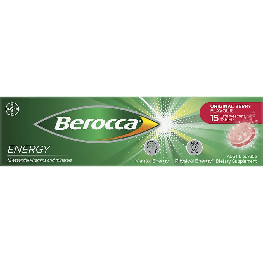 Berocca Performance Effervescent Energy Vitamin C Original Berry Pack 15 tabLets