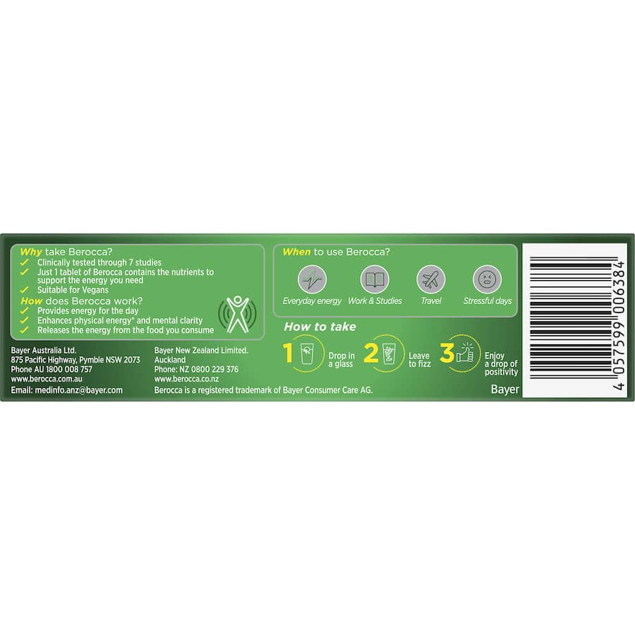 Berocca Performance Effervescent Energy Vitamin C Original Berry Pack 15 tabLets