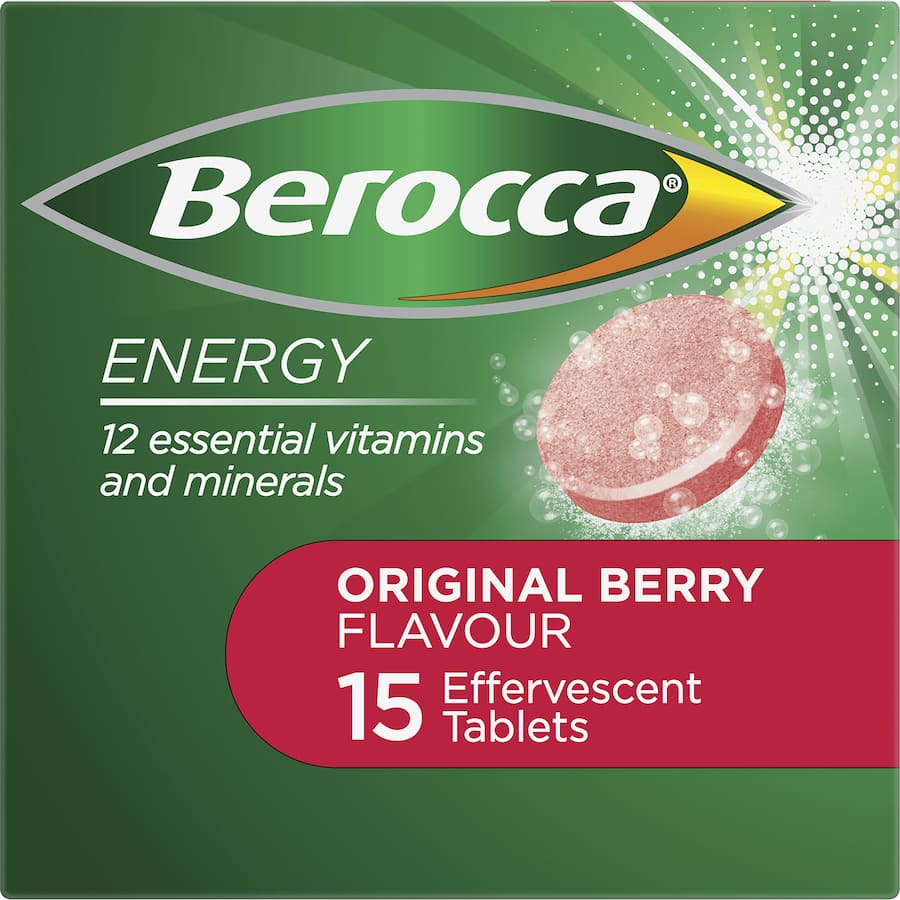 Berocca Performance Effervescent Energy Vitamin C Original Berry Pack 15 tabLets