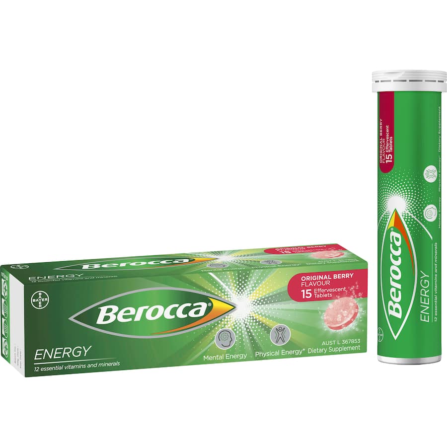 Berocca Performance Effervescent Energy Vitamin C Original Berry Pack 15 tabLets