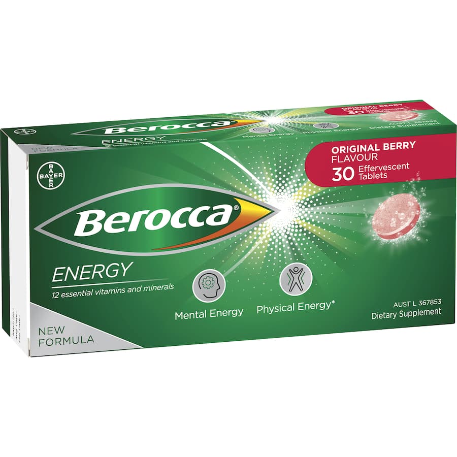 Berocca Energy Effervescent Tablets Vitamin C Original Berry 30pack