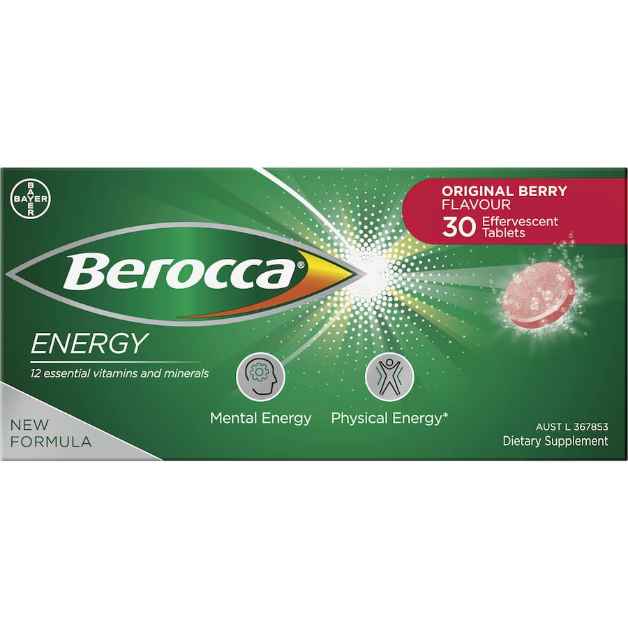 Berocca Energy Effervescent Tablets Vitamin C Original Berry 30pack