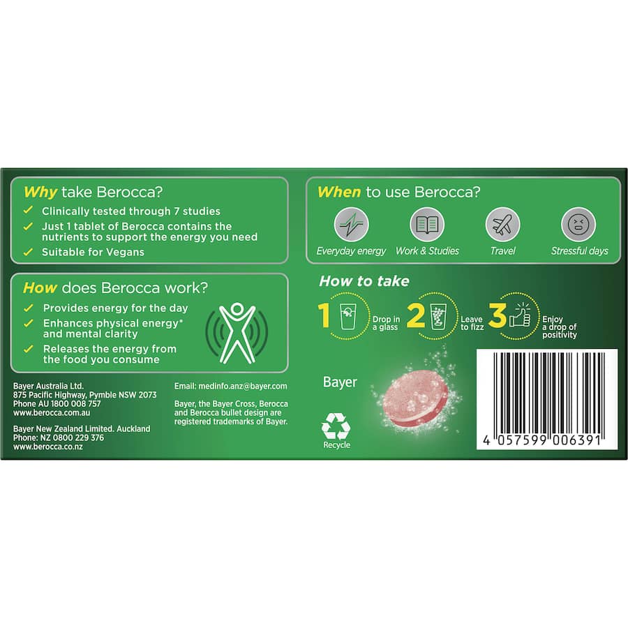 Berocca Energy Effervescent Tablets Vitamin C Original Berry 30pack