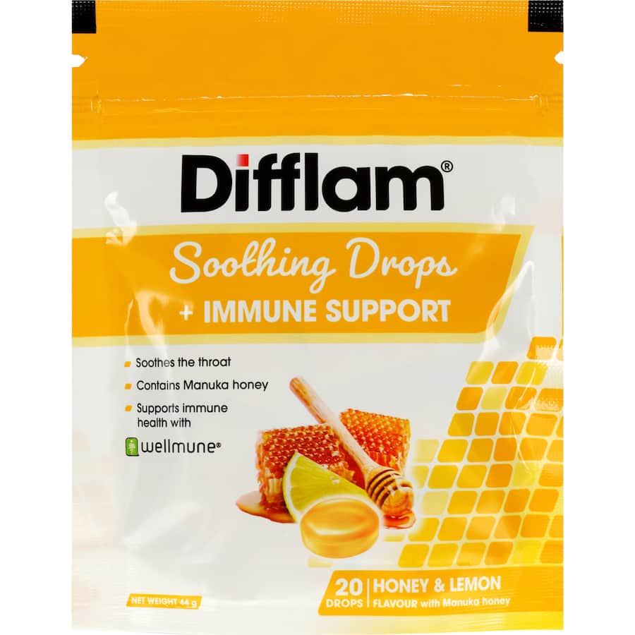 Difflam Soothing & Immune Support Honey Lemon Drops 20pack