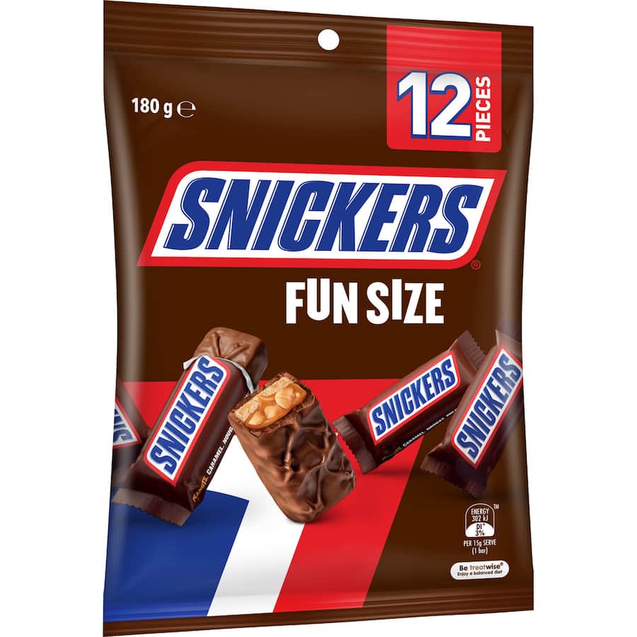 Snickers Chocolate Sharepack Fun Size 180g bag 12pack