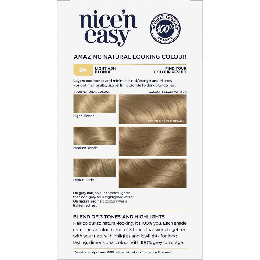 Clairol Nice N Easy Hair Colour Light Ash Blonde 9a 1pack