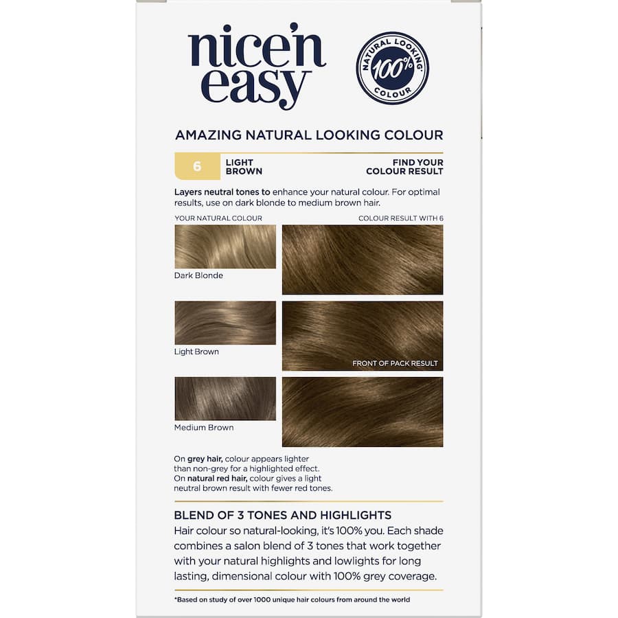 Clairol Nice N Easy Hair Colour Light Brown 6 1pack