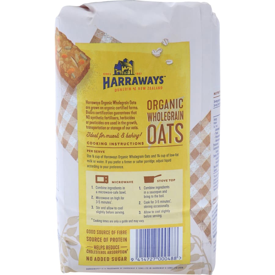 Harraways Wholegrain Oats Organic 800g