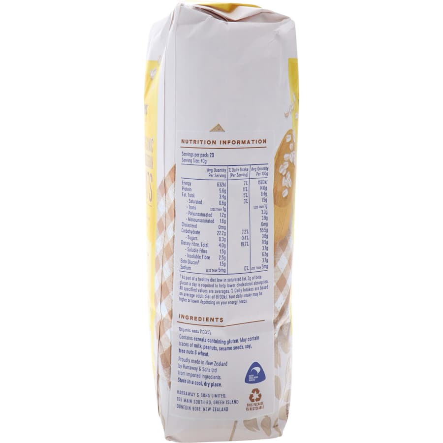 Harraways Wholegrain Oats Organic 800g