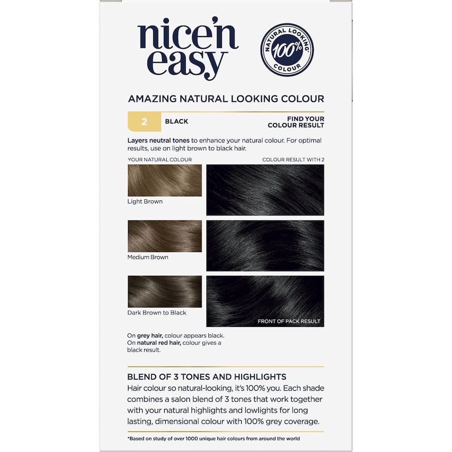 Clairol Nice N Easy Hair Colour Black 2 1pack