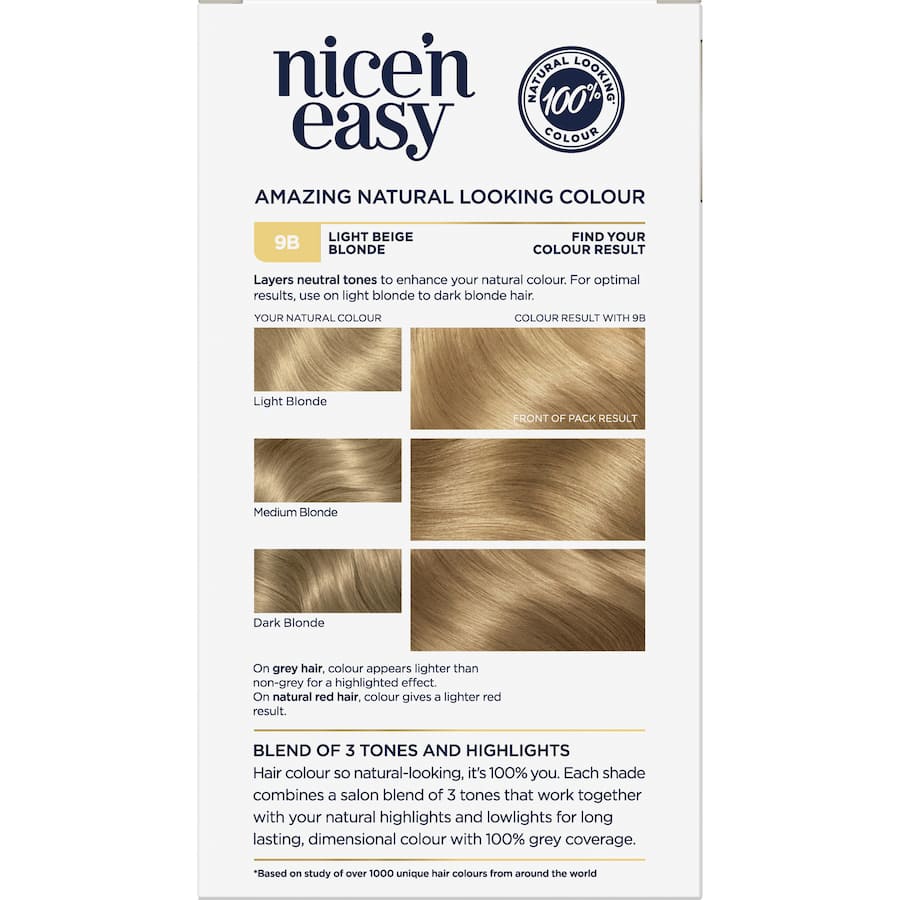 Clairol Nice N Easy Hair Colour Light Beige Blonde 9b 1pack