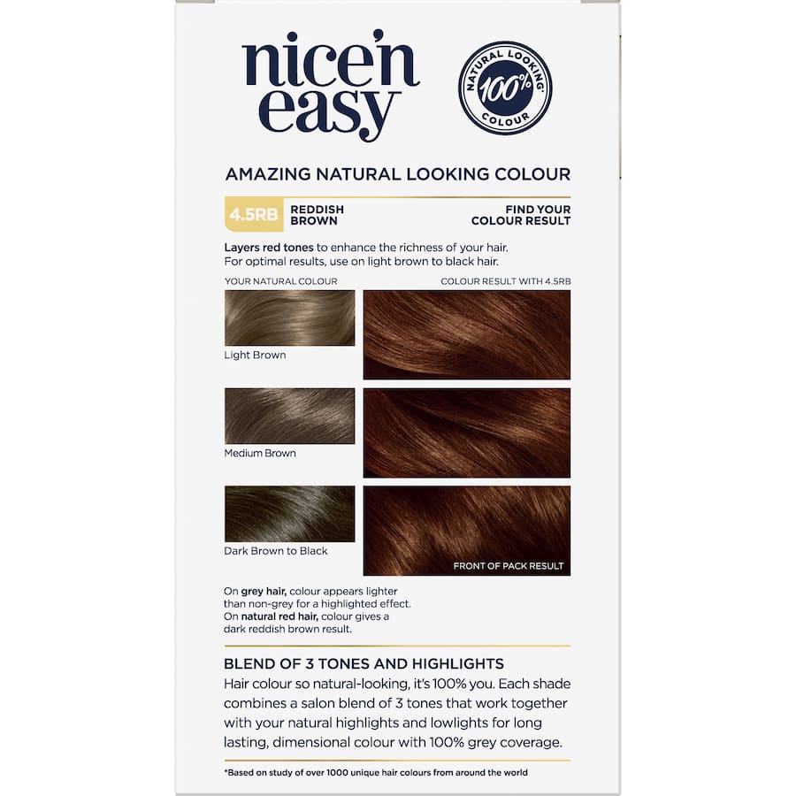 Clairol Nice N Easy Hair Colour Reddish Brown 4.5rb 1pack