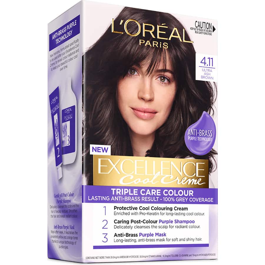 Loreal Excellence Cool Hair Colour Ultra Ash Brown 4.11 1pack