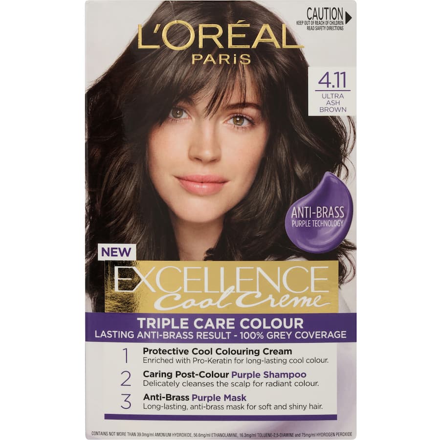 Loreal Excellence Cool Hair Colour Ultra Ash Brown 4.11 1pack