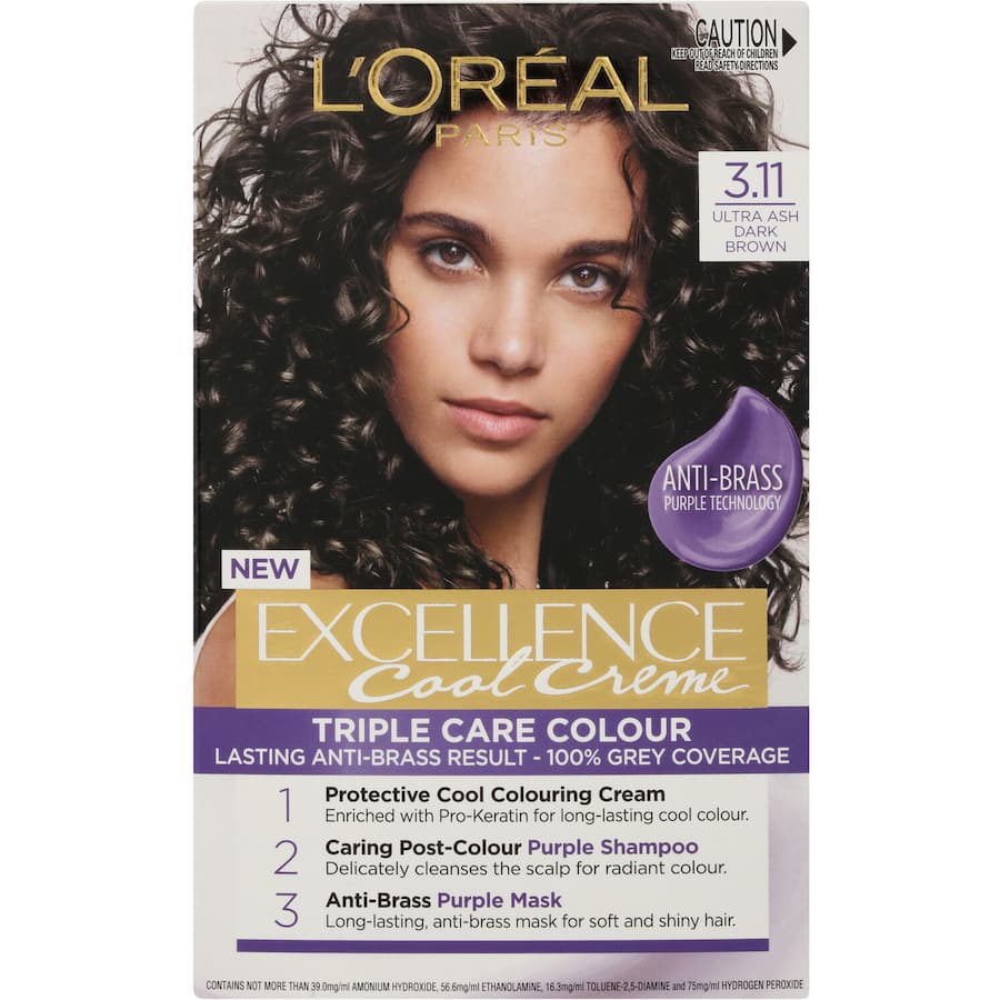 Loreal Excellence Cool Hair Colour Ultra Ash Dark Brown 3.11 1pack