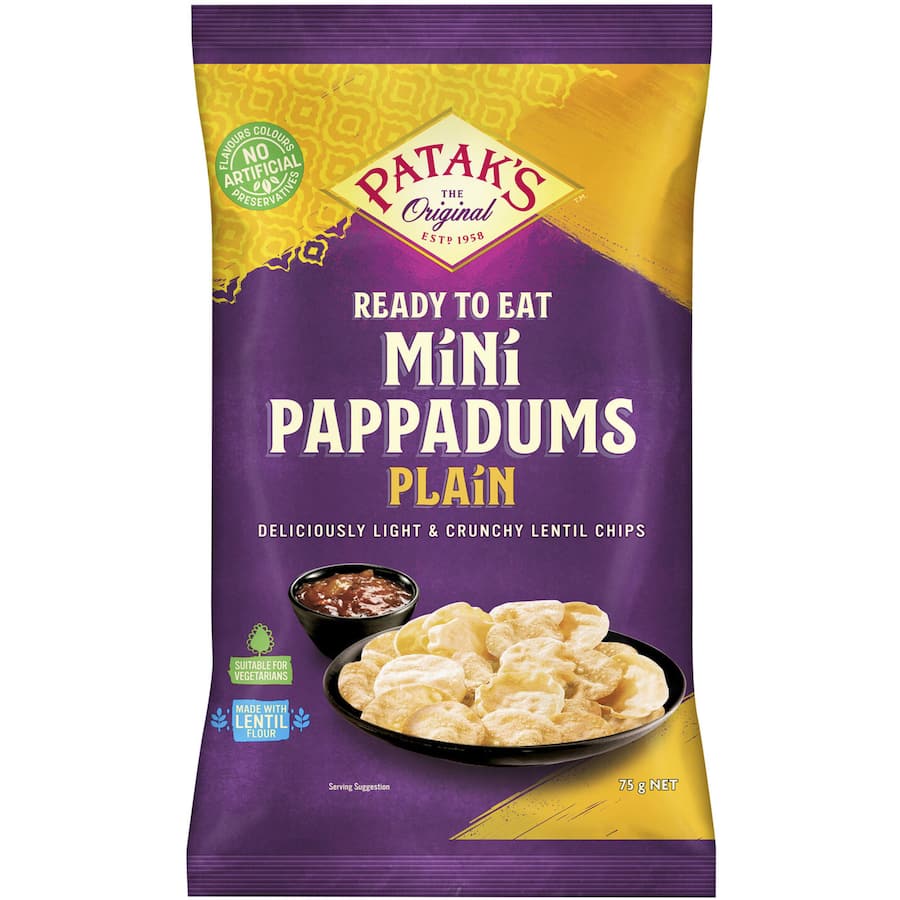 Pataks Pappadums Plain Mini Packet 75g