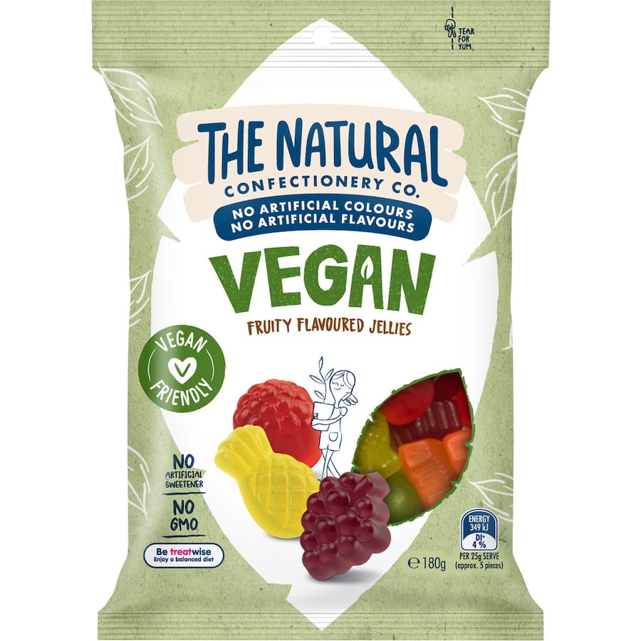 The Natural Confectionery Co. Lollies Vegan Fruity Flavoured Jellies 180g