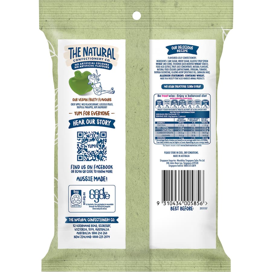 The Natural Confectionery Co. Lollies Vegan Fruity Flavoured Jellies 180g