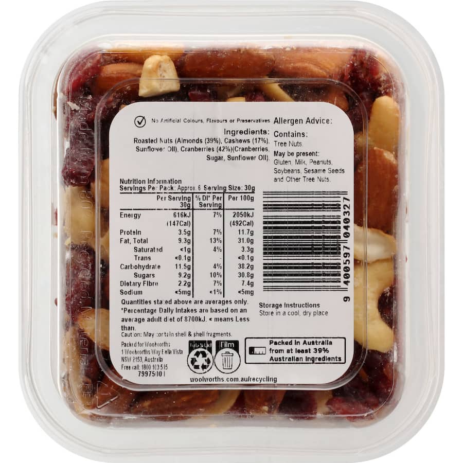 Woolworths Cranberry & Nut Mix 200g