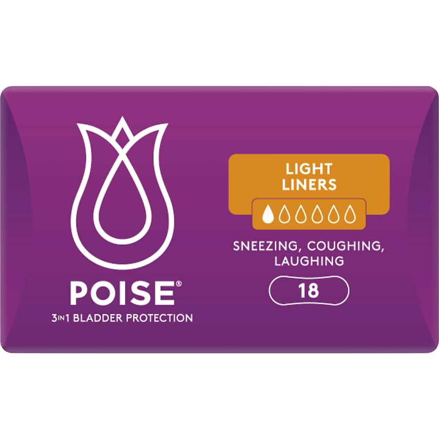 Poise Womens Continence Pads Light Liners 18pack