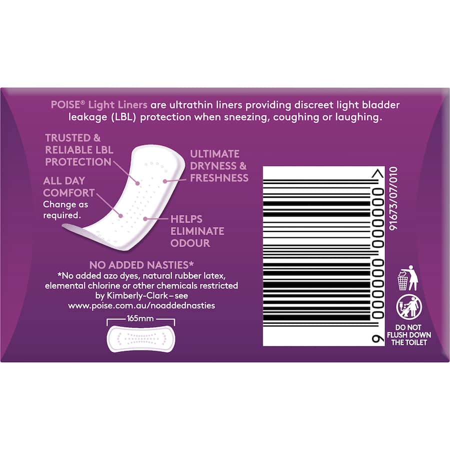 Poise Womens Continence Pads Light Liners 18pack