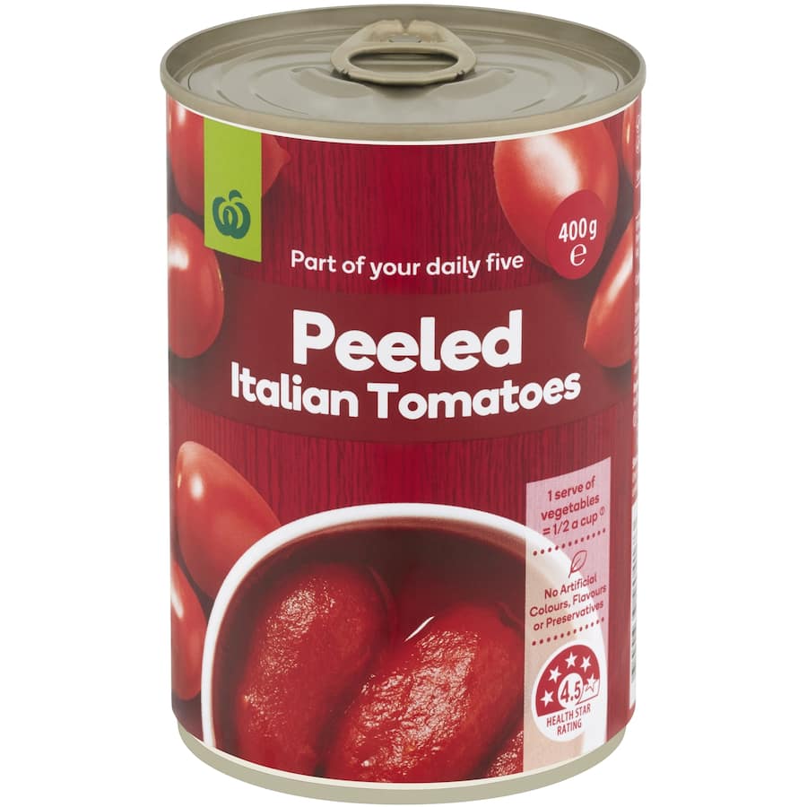Woolworths Peeled Tomatoes Italian Can 400g