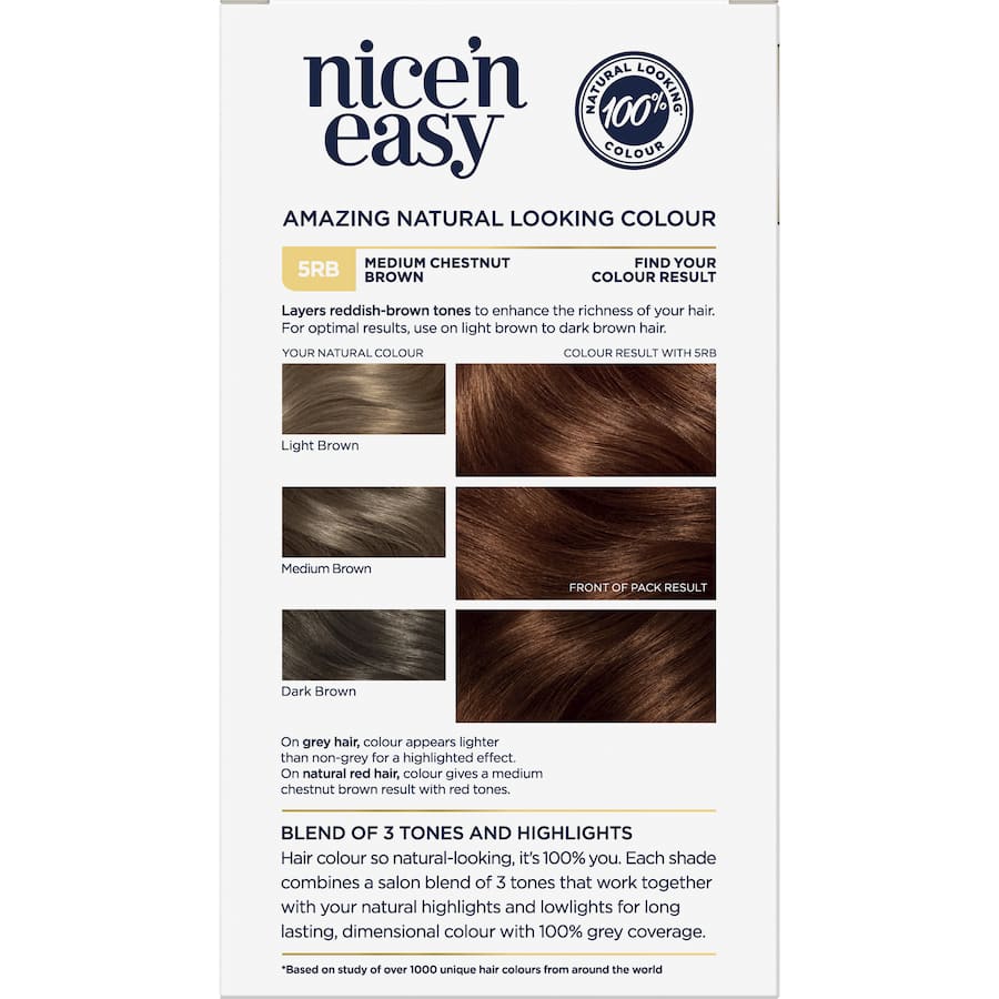 Clairol Nice N Easy Hair Colour Medium Chestnut Brown 5rb 1pack